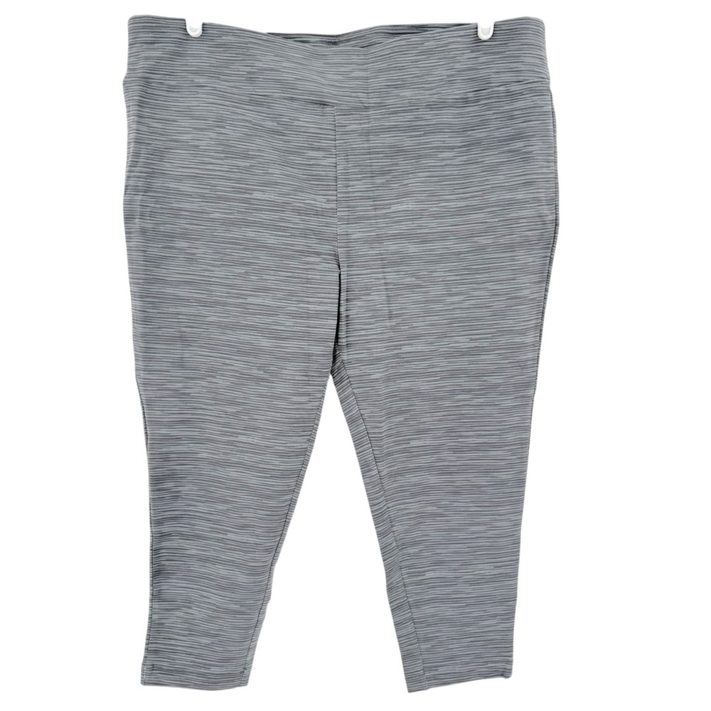 Terra & Sky Women Sport Striped Space Dye Grey Capri Legging Plus 2X Stretch NWT